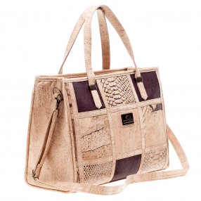 Vegan Handbag in Cork with Patchwork Pattern