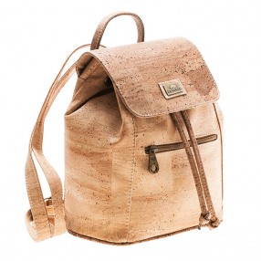 Cork Vegan Backpack with a Flap Cover and Front Zip