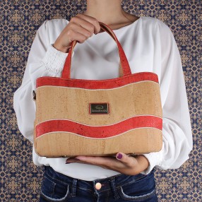 Cork Handbag with Wave Pattern