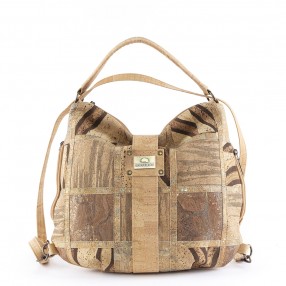 3 in 1 Cork Backpack with Patchwork Pattern on the Front