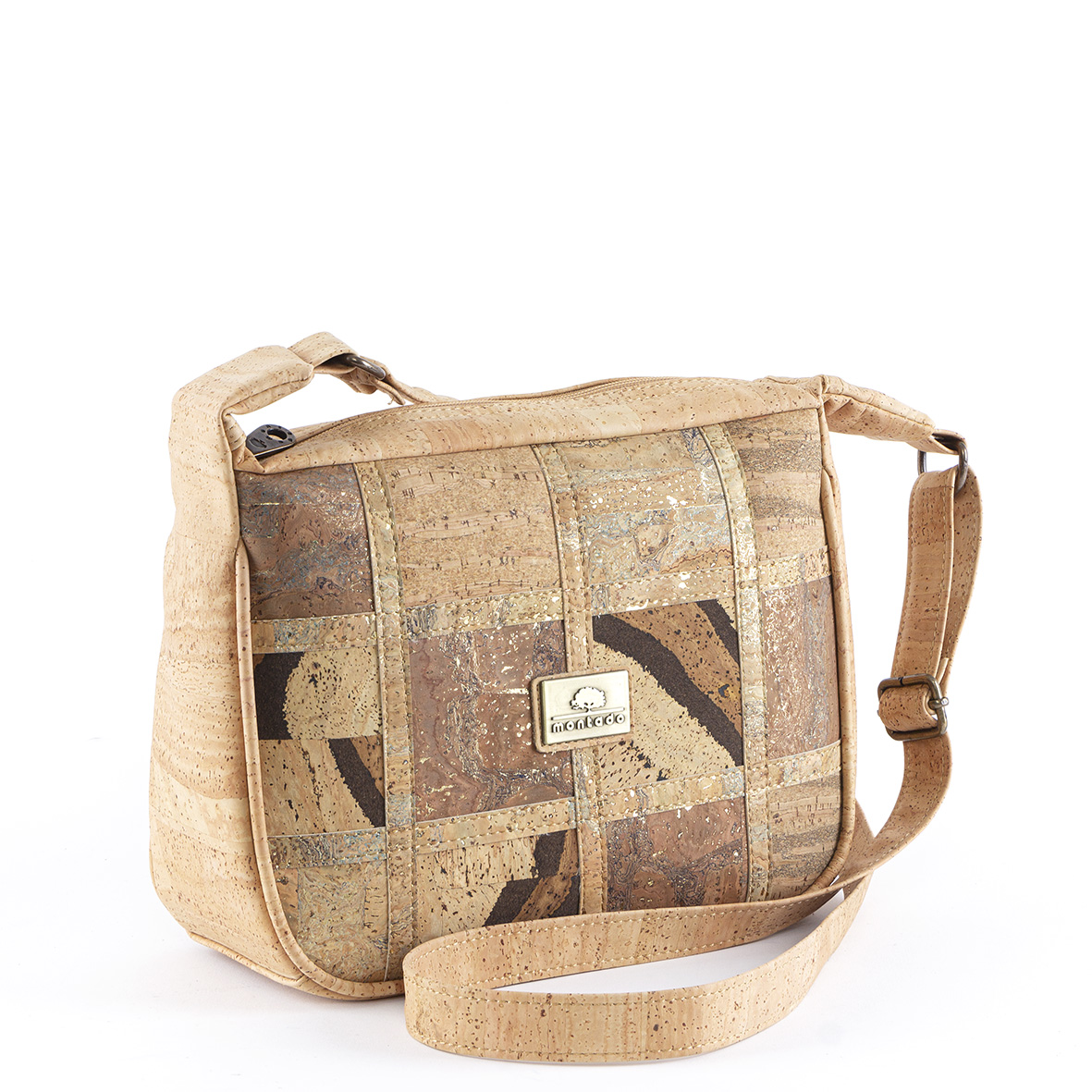Cork Bags - Vegan Crossing Bag in Cork with Patchwork Pattern on the Front