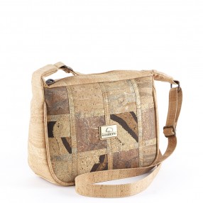 Vegan Cork Crossing Bag with Patchwork Pattern on the Front